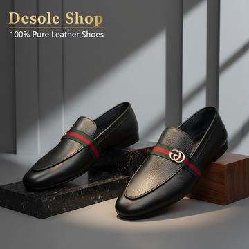 GG-BLACK-100% PURE LEATHER SHOES