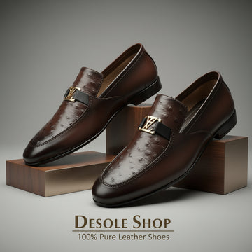 Ds-601-100% PURE LEATHER SHOES-BROWN