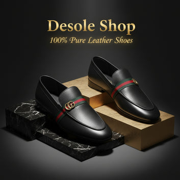GG-BLACK-100% PURE LEATHER SHOES